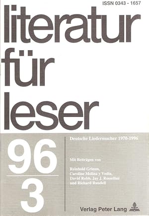 Imagen del vendedor de Deutsche Liedermacher 1970 - 1996. (Literatur fr Leser. 3 / 1996). a la venta por Brbel Hoffmann