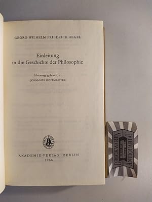 Seller image for Einleitung in die Geschichte der Philosophie. (Philosophische Studientexte). for sale by Druckwaren Antiquariat