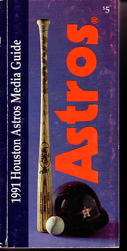 HOUSTON ASTROS 1991 MEDIA GUIDE-DANNY DARWIN-MLB EX