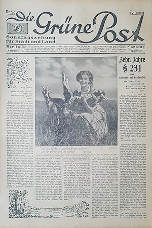 Die Grüne Post. Sonntag, 30. Juni 1929. Sonntagszeitung für Stadt und Land. Verlag Ullstein, Berl...