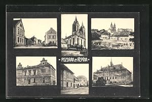 Ansichtskarte Repin, Zamek, Radnice, Ulice, Kostel