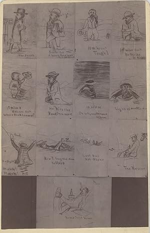 Cabinet Card Showing a Series of Comical Drawings of a Failed Mining Expedition