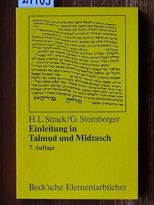 Imagen del vendedor de Einleitung in Talmud und Midrasch. a la venta por Michael Fehlauer - Antiquariat