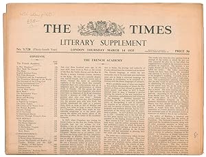 Displaced Scholars [in] The Times Literary Supplement. No. 1728