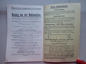 Preisliste. Kartonagen / Etiketten / Prospekte / Plakate / Kalender / Reklame / Das neue Teebuch ...