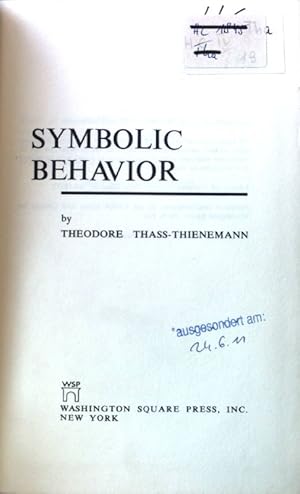 Imagen del vendedor de Symbolic Behavior; a la venta por books4less (Versandantiquariat Petra Gros GmbH & Co. KG)