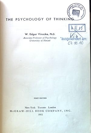 Seller image for The Psychology of Thinking; McGraw-Hill Publications ini Psychology; for sale by books4less (Versandantiquariat Petra Gros GmbH & Co. KG)