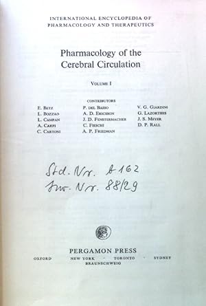 Seller image for Pharmacology of the Cerebral Circulation; International Encyclopaedia of Pharmacology and Therapeutics; Volume 1; for sale by books4less (Versandantiquariat Petra Gros GmbH & Co. KG)