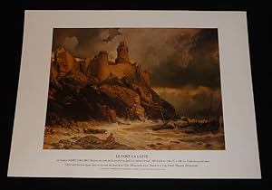 Seller image for Reproduction d'une peinture d'Eugne Isabey : "Bateaux secous par la tempte au pied d'un chateau fodal" (1854) - Le Fort La Latte for sale by Abraxas-libris