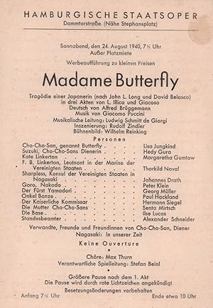 Madame Butterfly. Tragödie einer Japanerin. Musik von Giacomo Puccini. Musikalische Leitung: Ludw...