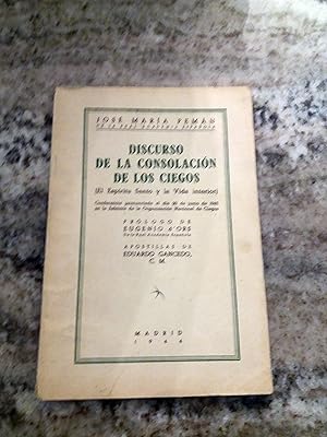 Imagen del vendedor de DISCURSO DE LA CONSOLACIN DE LOS CIEGOS. El espritu Santo y la Vida interior. Conferencia. a la venta por Itziar Arranz Libros & Dribaslibros