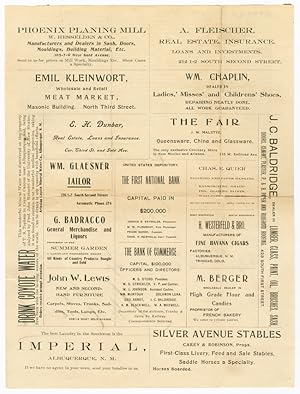 [PROMOTIONAL LETTER SHEET TOUTING THE ADVANTAGES OF ALBUQUERQUE, NEW MEXICO AND NUMEROUS LOCAL BU...