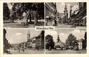 Bild des Verk�ufers f�r Ansichtskarte / Postkarte Werdau in Sachsen, Leninplatz, Markt, Stadtpark, August Bebel Stra�e zum Verkauf von akpool.de - akpool GmbH