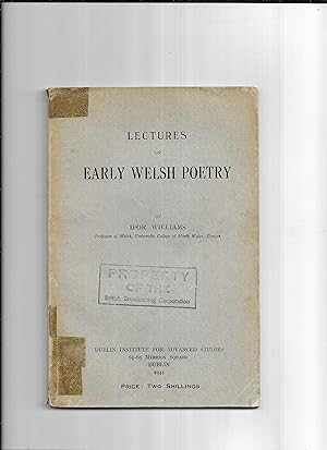 Bild des Verkufers fr Lectures on Early Welsh Poetry zum Verkauf von Gwyn Tudur Davies