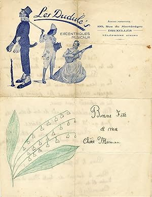 "LES DUDULE'S (EXCENTRIQUES MUSICAUX)" Lettre à en-tête originale (BRUXELLES 1945)