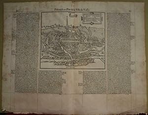 Mapa antiguo siglo XVI Vassy sous Pisy Borgoña Francia 1576