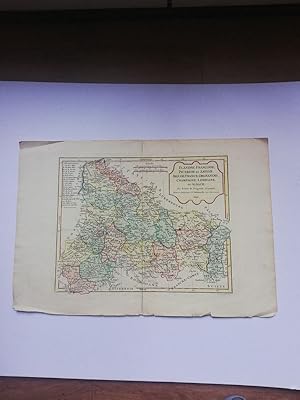 Mapa sntiguo siglo XIX Alsacia Francia 1808