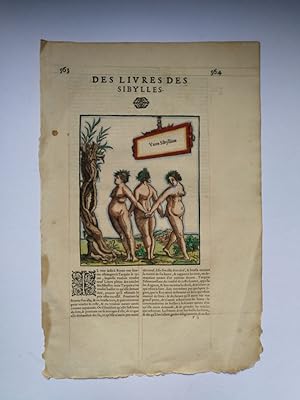 Grabado Antiguo siglo XVI Sibylles Sibilas italianas