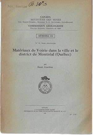 Bild des Verkufers fr Matriaux de Voirie dans la ville et le district de Montral (Qubec) zum Verkauf von Biblioteca di Babele