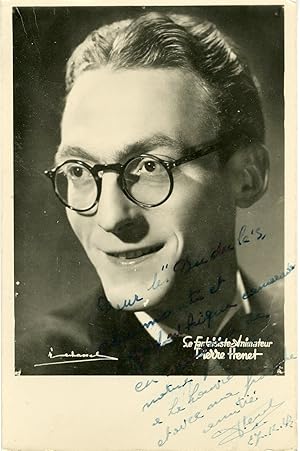 "Pierre HENET (Fantaisiste Animateur)" Photo originale dédicacée aux DUDULE'S (1943)