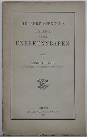 Seller image for Herbert Spencer's Lehre von dem Unerkennbaren. for sale by Antiquariat  Braun