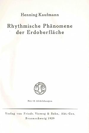 Bild des Verkufers fr Rhythmische Phnomene der Erdoberflche (1929) zum Verkauf von Libro-Colonia (Preise inkl. MwSt.)