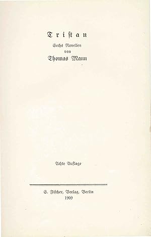 Tristan (Sechs Novellen) - Jugendstileinband 1909 -