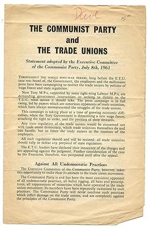 The Communist Party and the Trade Unions