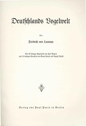 Deutschlands Vogelwelt (Originalausgabe 1937)