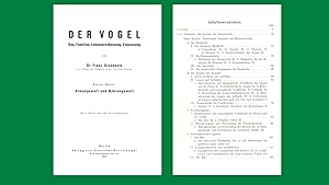 Der Vogel - Bau, Funktion, Lebenserscheinung, Einpassung (vollständige Ausgabe in 2 Bänden 1932/1...