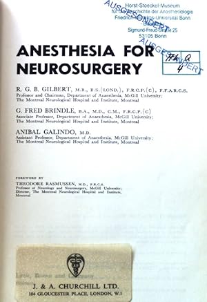 Image du vendeur pour Anesthesia for Neurosurgery; mis en vente par books4less (Versandantiquariat Petra Gros GmbH & Co. KG)