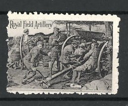 Poster stamp Royal Field Artillery, Soldaten mit Kanone