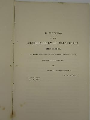 Imagen del vendedor de The Nature and True Value of Church Property Examined in a CHARGE Delivered to the Clergy of the Archdeaconry of Colchester in June MDCCCXXXI. a la venta por Harrison-Hiett Rare Books