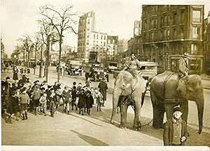 "DEUX ÉLÉPHANTS Gare de la Chapelle 1932" Photo de presse originale par G. DREVED / Agence ROL Pa...