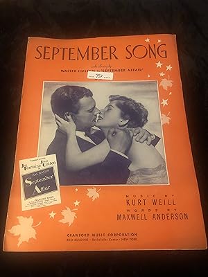 Bild des Verkufers fr September Song, from 1938 film September Affair zum Verkauf von Ocean Tango Books