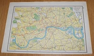 Plan of London with Railways (including Underground) from Harmsworth's 1922 Atlas of the World