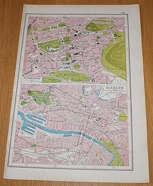 Image du vendeur pour Street Plans of Edinburgh and Glasgow from Harmsworth's 1922 Atlas of the World - Single Sheet mis en vente par Bailgate Books Ltd