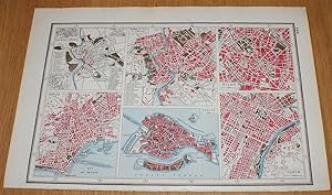 Image du vendeur pour Street Plans of Cities in Italy - Rome (Ancient and Modern), Naples, Venice, Milan and Turin from Harmsworth's 1922 Atlas of the World - Single Sheet mis en vente par Bailgate Books Ltd