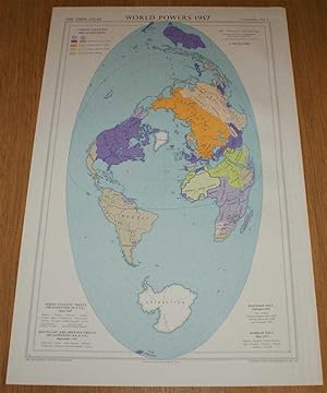 Map of 'World Powers 1957' - Frontispiece disbound from Volume 1 of the 1958 Mid-Century Times At...