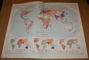 Map showing World Mankind (Winkel's 'Tripel' Projection) showing; Distribution and Density of Pop...