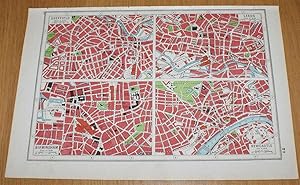 Image du vendeur pour Street Plans of Sheffield, Leeds, Birmingham and Newcastle on Tyne from Harmsworth's 1922 Atlas of the World - Single Sheet mis en vente par Bailgate Books Ltd