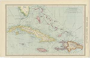 Antique Map of the West Indies by Philip & Son (c.1900)