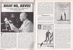 Immagine del venditore per Right Ho, Jeeves : A Collectors Guide to P.G. Wodehouse's Most Famous Character. This is an original article separated from an issue of The Book & Magazine Collector publication, 2000. venduto da Cosmo Books