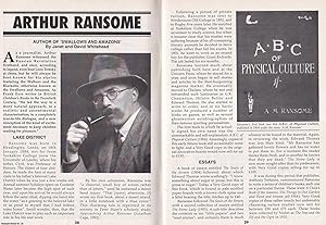 Imagen del vendedor de Arthur Ransome : Author of Swallows & Amazons. This is an original article separated from an issue of The Book & Magazine Collector publication, 2001. a la venta por Cosmo Books