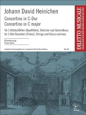 Seller image for Concertino C-Durfr 3 Altblockflten (Querflten), Streicher und Bc : Klavierauszug for sale by AHA-BUCH GmbH