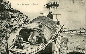 "TONKIN : Le Passeur" Carte postale originale (Collection DIEULEFILS Hanoï début 1900)
