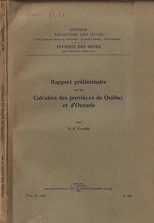 Immagine del venditore per Rapport prliminaire sur les sables calcaires des provinces de Qubec et d'Ontario venduto da Biblioteca di Babele