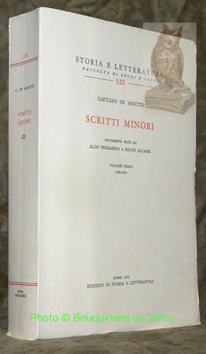 Bild des Verkufers fr Scritti minori. Novamente editi da Aldo Ferrabino e Silvio Accame. Volume terzo, 1906 - 1919. Storia e Letteratura, raccolta di studi e testi, 122. zum Verkauf von Bouquinerie du Varis