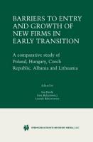 Bild des Verkufers fr Barriers to Entry and Growth of New Firms in Early Transition zum Verkauf von moluna