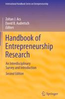 Bild des Verkufers fr Handbook of Entrepreneurship Research zum Verkauf von moluna